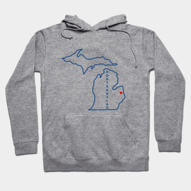 Port Sanilac MI Love (Navy) Hoodie by TorrezvilleTees